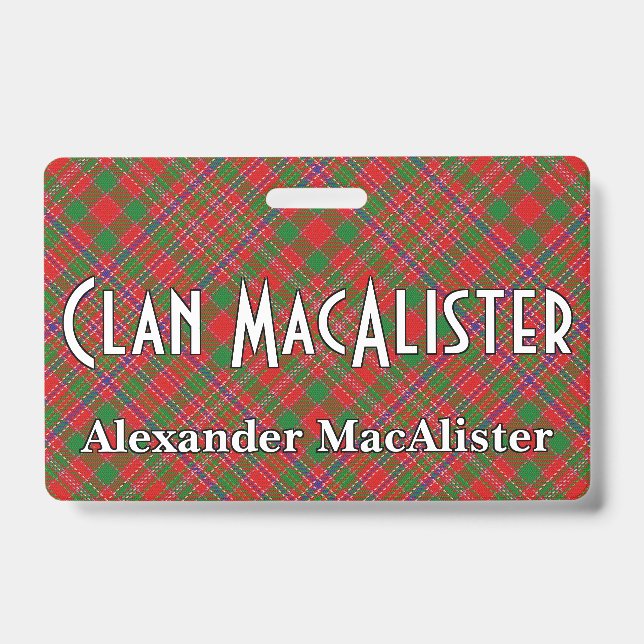 Snappy Clan MacAlister Tartan Ausweis (Vorderseite)
