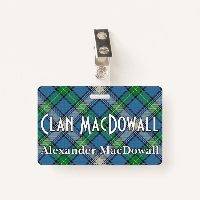 Snappy Clan MacDowall Tartan Ausweis (Vorderseite mit Klammer)