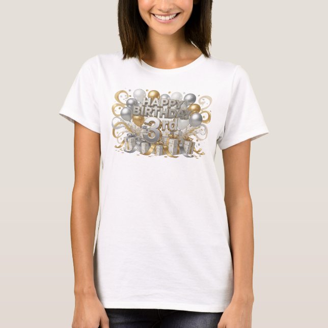 Snappy Orange HAPPY BIRTHDAY 3RD T-Shirt (Vorderseite)
