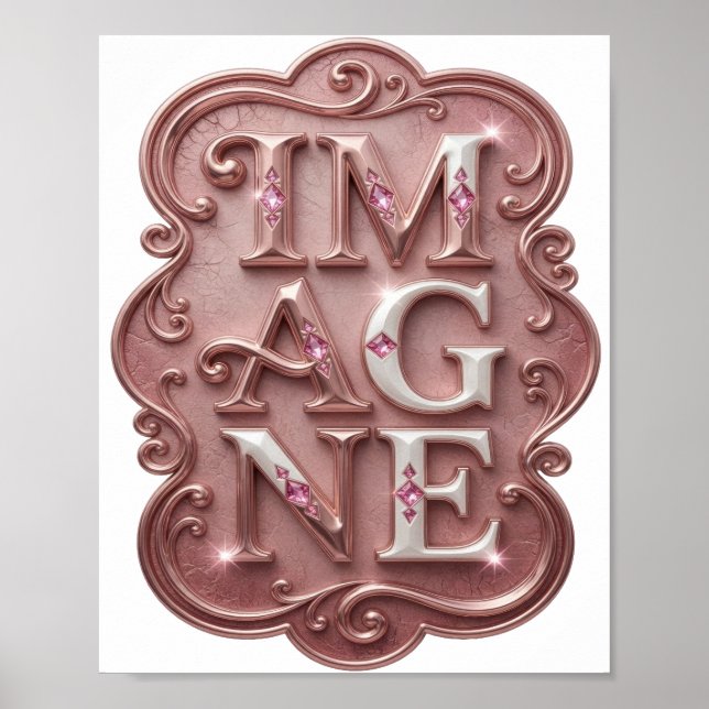 Snappy Pink IMAGINE Text Design Poster (Vorne)