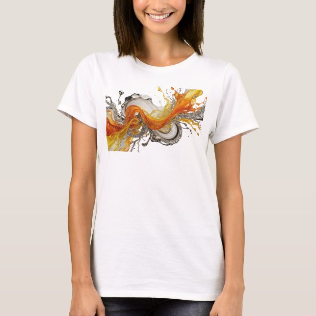Snappy Silver ABSTRACT ART Statement T-Shirt (Vorderseite)