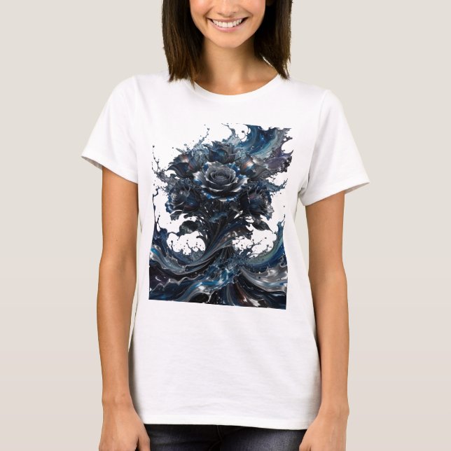 Snappy Silver ABSTRACT ART Statement T-Shirt (Vorderseite)