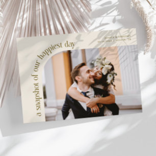 Snapshot Happiest Day Cream Hochzeitsfoto Dankeskarte