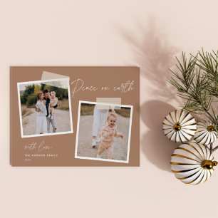 Snapshot Peace on Earth Two Photo Holiday Card Feiertagskarte