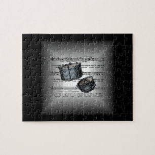 Snare Drum ~ 3-D Sheet Music ~ Silver & Black Back Puzzle