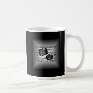 Snare Drum ~ 3-D Sheet Music ~ Silver & Black Back Tasse