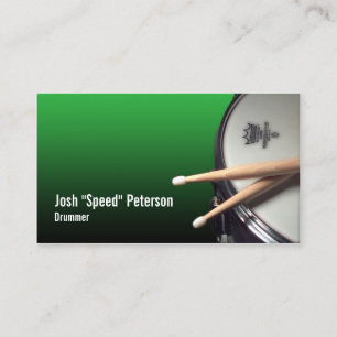 Snare Drum Green Drummer Musician Business Card Visitenkarte