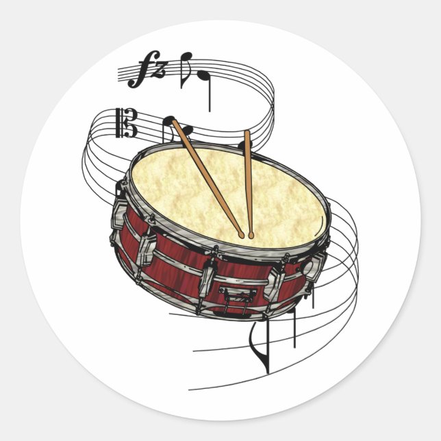 Snare Drum Runder Aufkleber (Vorderseite)