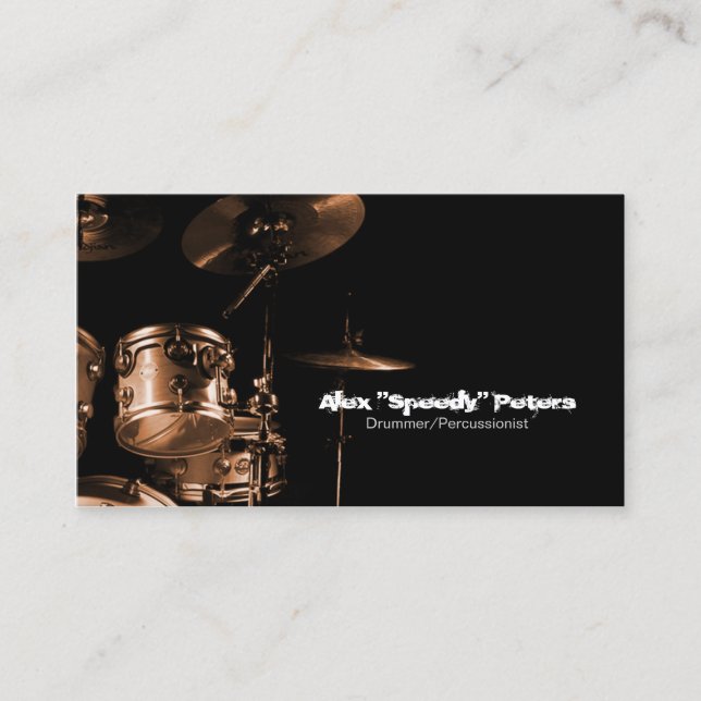 Snare und Tom Brown Drummer Business Card Visitenkarte (Vorderseite)