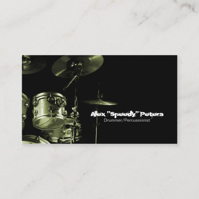Snare und Tom Ochre Drummer Business Card Visitenkarte (Vorderseite)