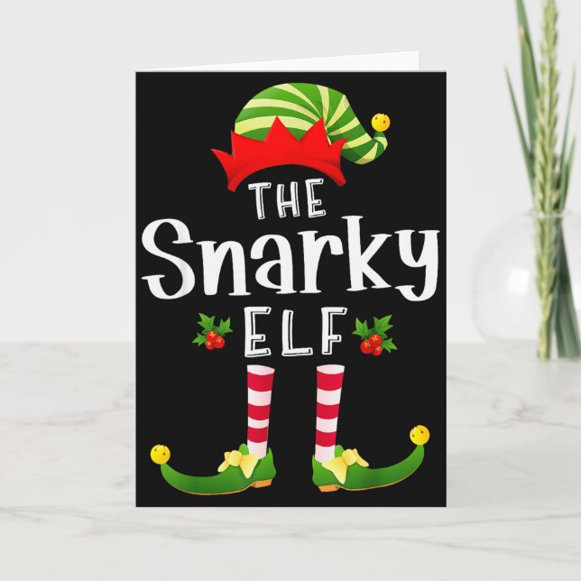 Snarky Christmas Elf Matching Pajama X-mas Party  Karte (Vorderseite)