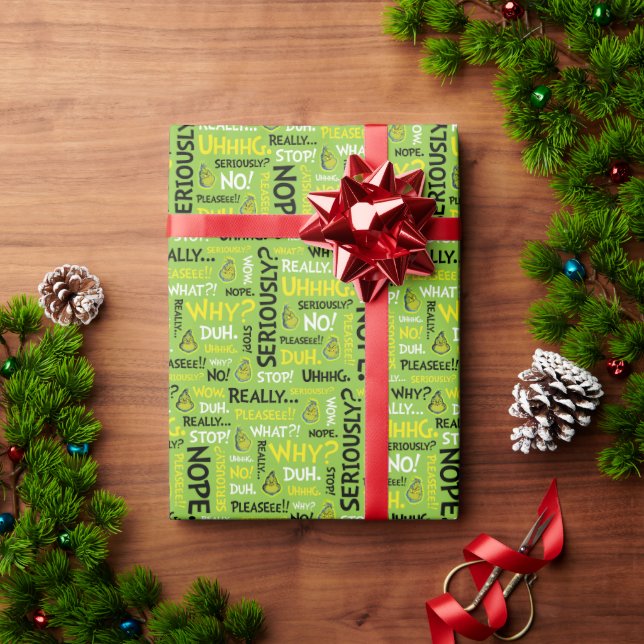 Snarky Grinch | Grinch Snarky Phrase Pattern Geschenkpapier (Feiertagsgeschenk)