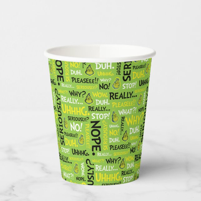 Snarky Grinch | Grinch Snarky Phrase Pattern Pappbecher (Links)