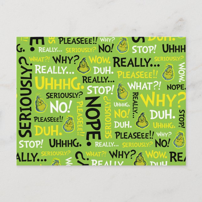 Snarky Grinch | Grinch Snarky Phrase Pattern Postkarte (Vorderseite)