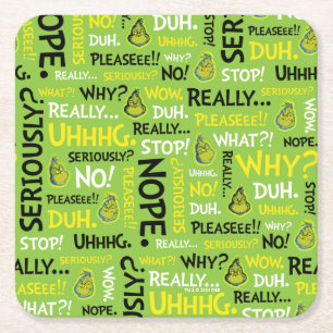 Snarky Grinch   Grinch Snarky Phrase Pattern Rechteckiger Pappuntersetzer