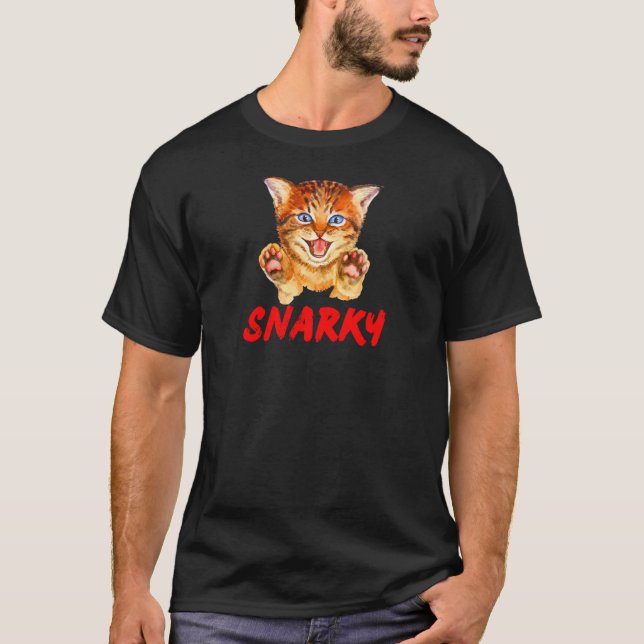 Snarky Hissing Cat Beware T-Shirt (Vorderseite)