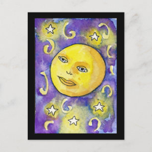 Snarky Moon and Stars Postcard Postkarte