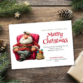Snarky Santa digital editable Christmas greeting Feiertagskarte