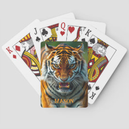 Snarling Angry Tiger Personalize Name Spielkarten