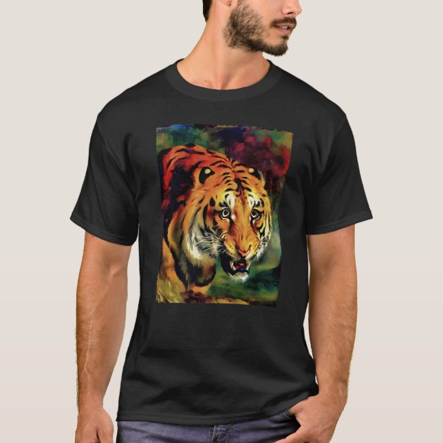 Snarling Bengal Tiger Head Portrait T-Shirt (Vorderseite)