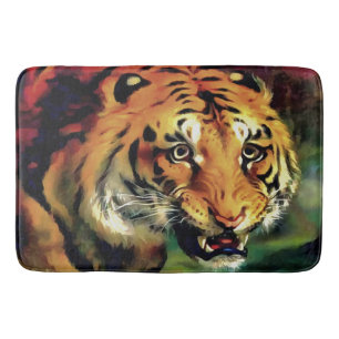 Snarling Tiger Artistic Portrait Badematte