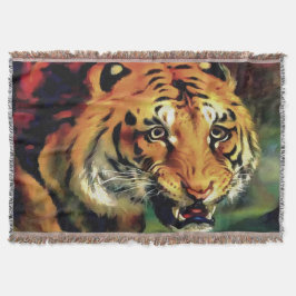 Snarling Tiger Artistic Portrait Decke