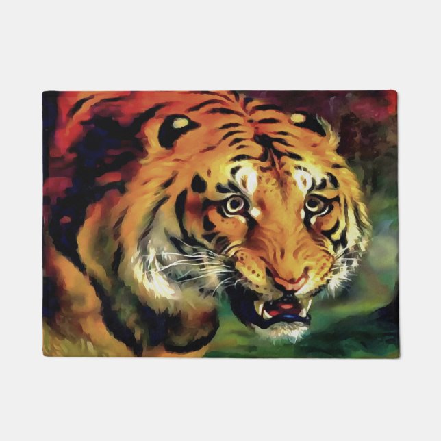Snarling Tiger Artistic Portrait Fußmatte (Vorderseite)