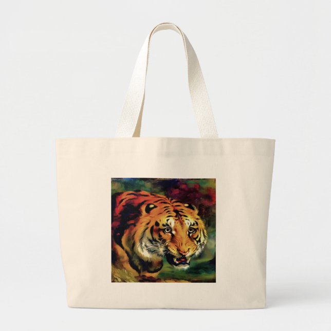 Snarling Tiger Artistic Portrait Jumbo Stoffbeutel (Vorne)