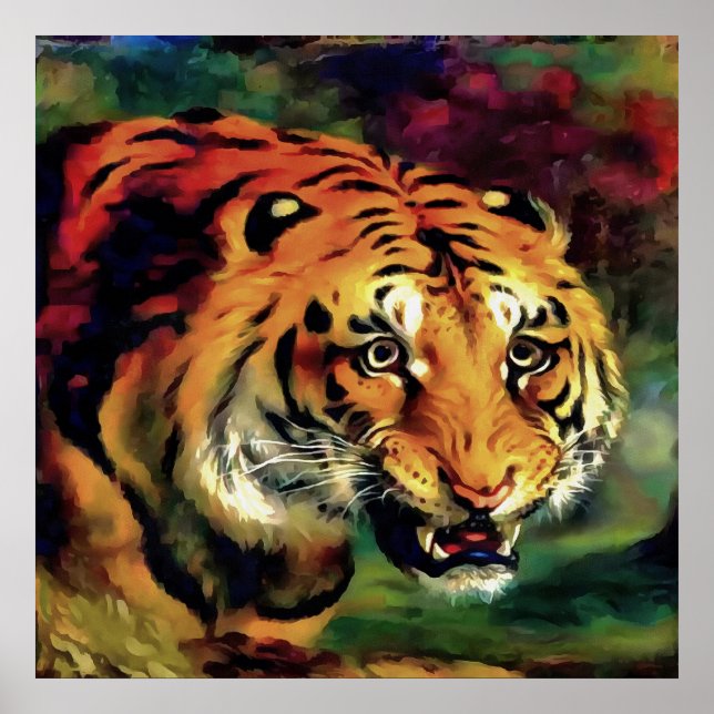 Snarling Tiger Artistic Portrait Poster (Vorne)