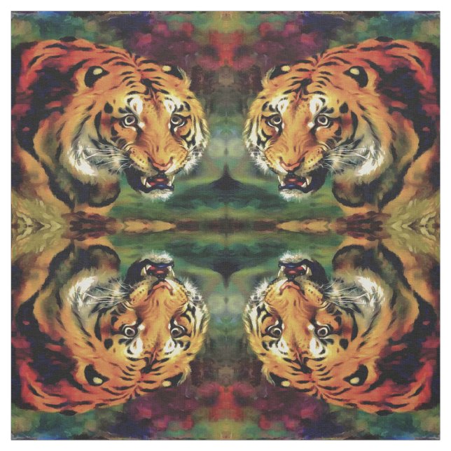 Snarling Tiger Artistic Portrait Stoff (Muster)