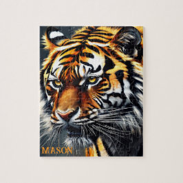 Snarling Tiger Personalisiert Name Gift Puzzle