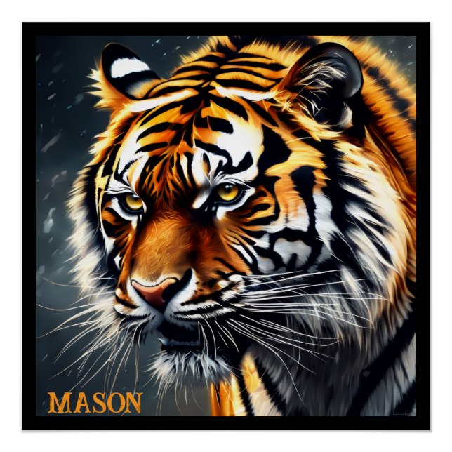 Snarling Tiger Personalisiert Name Poster (Vorderseite)