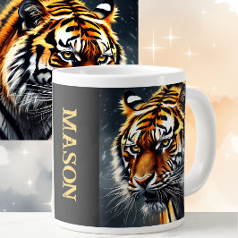 Snarling Tiger Personalize Name Geschenk Kaffee Jumbo-Tasse