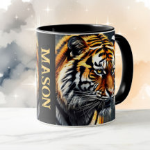 Snarling Tiger Personalize Name Geschenk Kaffee