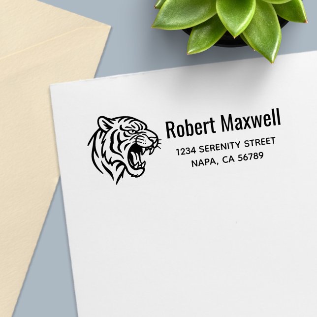 Snarling Tiger Profile Return Address Permastempel (Von Creator hochgeladen)