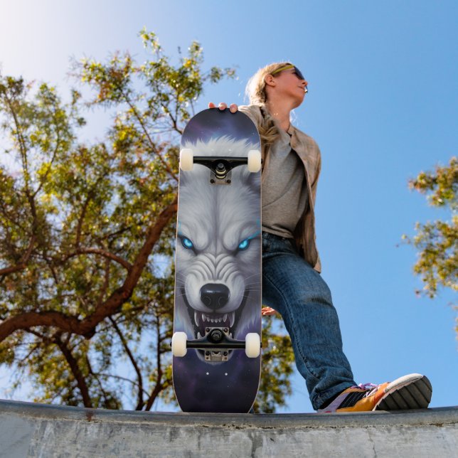  Snarling white wolf head Skateboard  (Außenbereich 1)