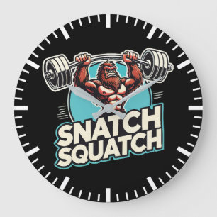Snatch Squatch - Funny Weightlift Große Wanduhr