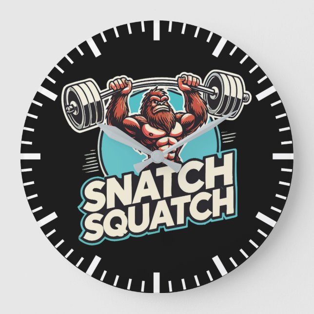 Snatch Squatch - Funny Weightlift Große Wanduhr (Vorderseite)
