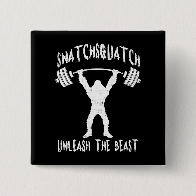 Snatchsquatch, Cartoon Big Foot, Beast, Funny Gym Button (Vorderseite)