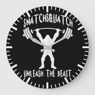 Snatchsquatch, Cartoon Big Foot, Beast, Funny Gym Große Wanduhr
