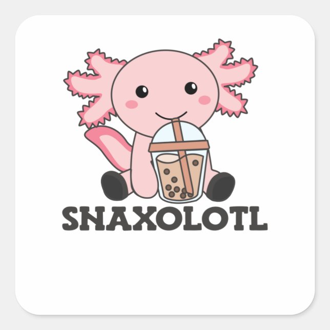 Snaxolotl Axolotl Bubble Tee Liebhaber von süßen T Quadratischer Aufkleber (Vorderseite)
