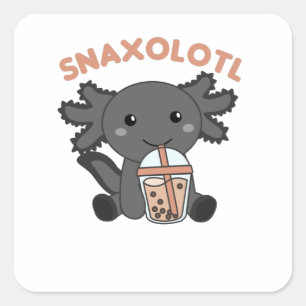 Snaxolotl Axolotl Bubble Tee Liebhaber von süßen T Quadratischer Aufkleber
