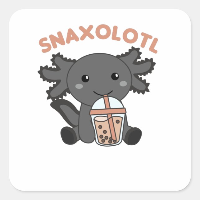 Snaxolotl Axolotl Bubble Tee Liebhaber von süßen T Quadratischer Aufkleber (Vorderseite)