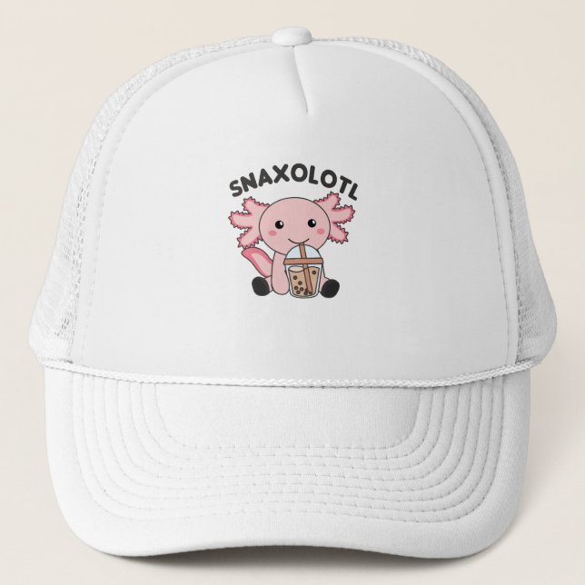 Snaxolotl Axolotl Bubble Tee Liebhaber von süßen T Truckerkappe (Vorderseite)