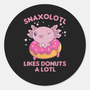 Snaxolotl Axolotl Donut Lovers Sweet Animals Runder Aufkleber