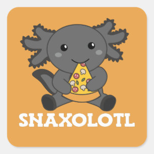 Snaxolotl Axolotl Pizza Lovers Sweet Animals Squar Quadratischer Aufkleber
