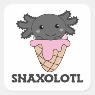 Snaxolotl Axolotl Strawberry Ice Lovers Sweet Squa Quadratischer Aufkleber