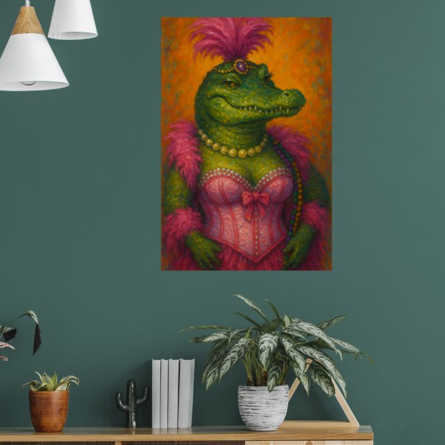 Snazzi Female Crocodile Portrait Mardi Gras Poster (Wohnzimmer 1)