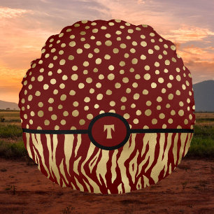 Snazzy Animal Print Inspiriert Gold Brown und Blac Rundes Kissen