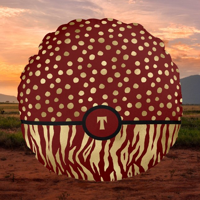 Snazzy Animal Print Inspiriert Gold Brown und Blac Rundes Kissen (Von Creator hochgeladen)